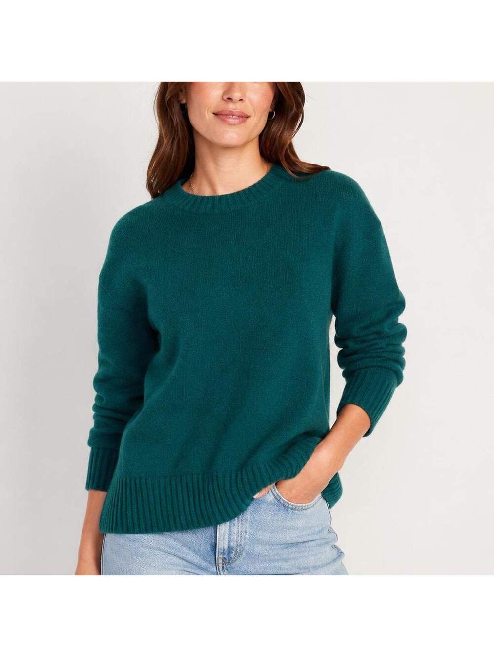 J. Crew Dark Green Crew Neck Sweater